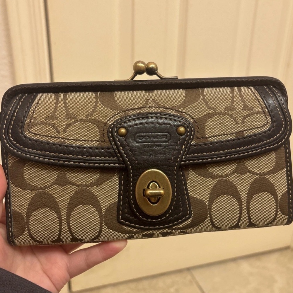 Coach Legacy Leather & Signature Canvas Wallet